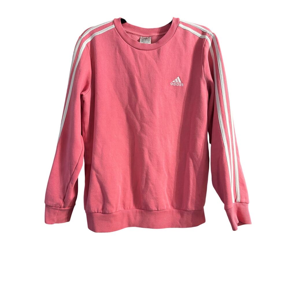 Adidas Women's Pink & White Long Sleeve Fleece Sweatshirt Size Medium M